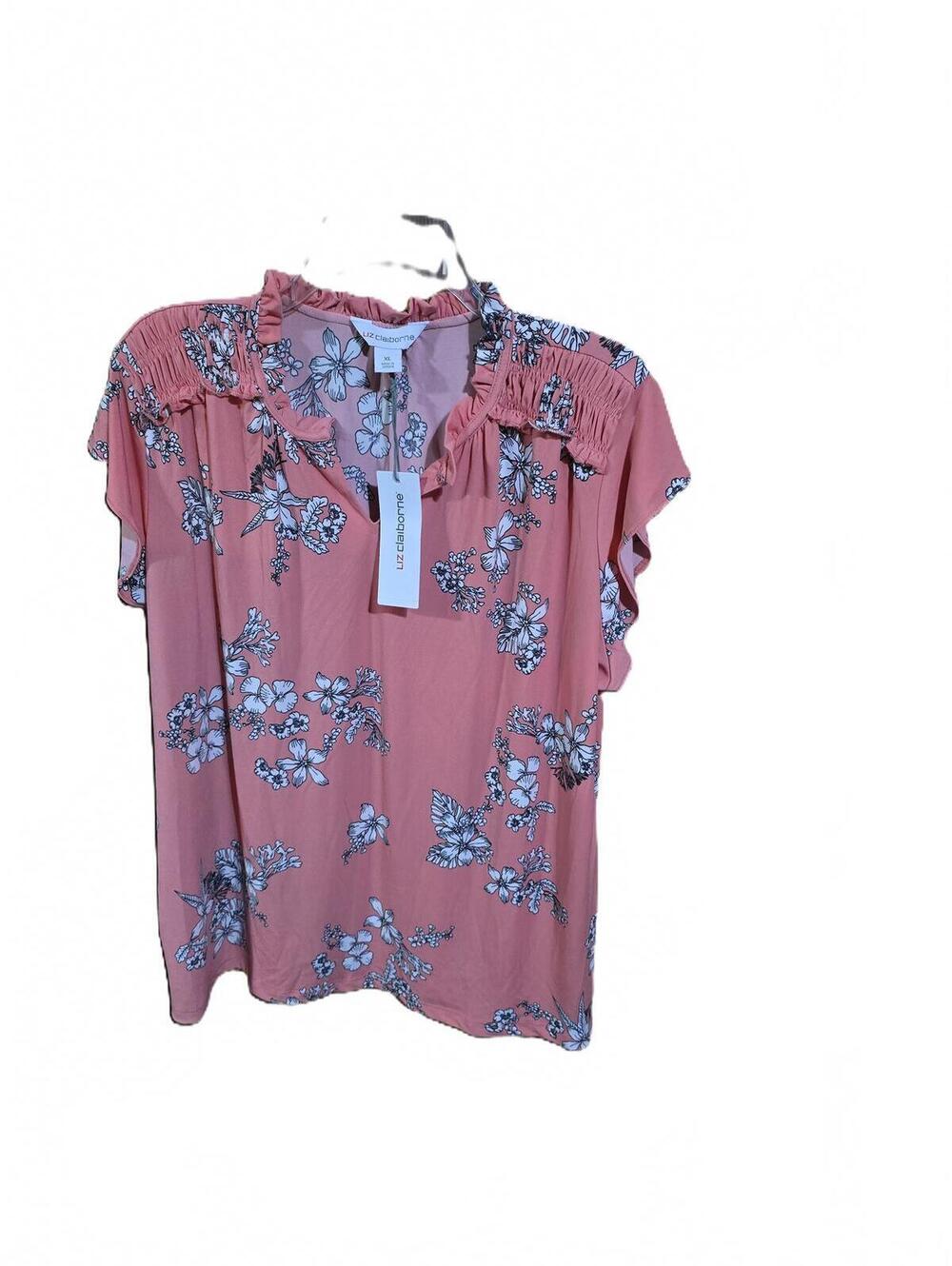 Liz Claiborne Coral Floral Blouse Size XL NWT - Picture 2 of 4
